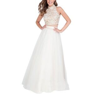 Terani Couture NEW tulle gown 2 piece princes top skirt ballerina lace crystals